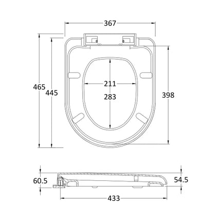 Hudson Reed D-Shape Soft Close Toilet Seat | White | Top Fix | 128–172mm Hinges