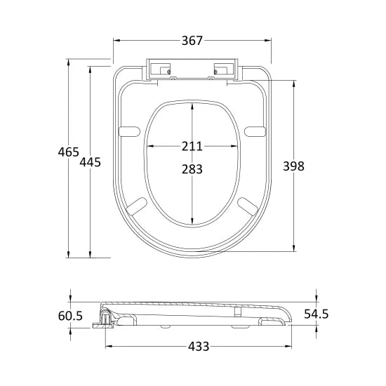 Hudson Reed D-Shape Soft Close Toilet Seat | White | Top Fix | Adjustable Hinge