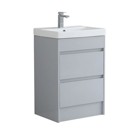 Sydney 600mm Waterproof Vanity Unit with Edge Basin - 2 Drawers Light Grey