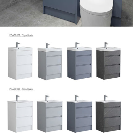 Sydney 600mm Waterproof Vanity Unit with Edge Basin - 2 Drawers