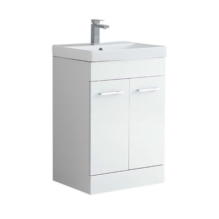 Portland 600mm Waterproof Vanity Unit with Edge Basin | Modern Design White Gloss