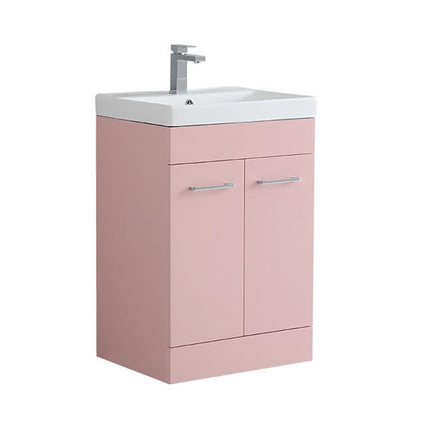 Portland 600mm Waterproof Vanity Unit with Edge Basin | Modern Design Matt Pink