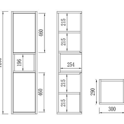 AquaCore 300mm Waterproof Wall Mounted Storage Unit | 2 Door & Open Oak Shelf