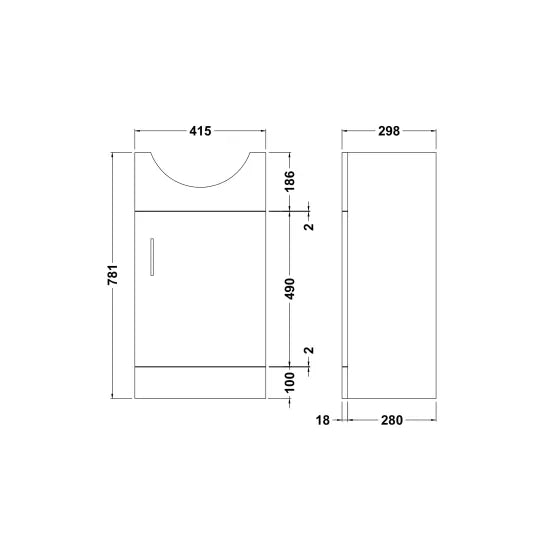 Nuie Mayford Floor-Standing Vanity Unit with Round Basin | White | 450–1200mm