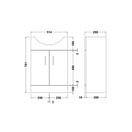 Nuie Mayford White Floor-Standing Vanity Unit with Round Basin | 450–1200mm
