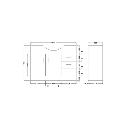 Nuie Mayford White Floor-Standing Vanity Unit with Round Basin | 450–1200mm