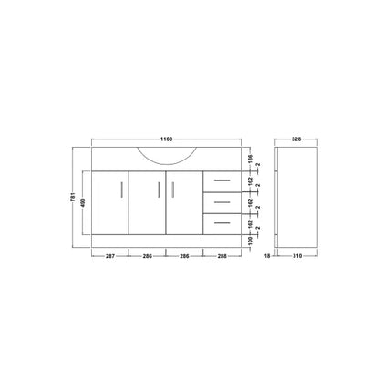 Nuie Mayford White Floor-Standing Vanity Unit with Round Basin | 450–1200mm