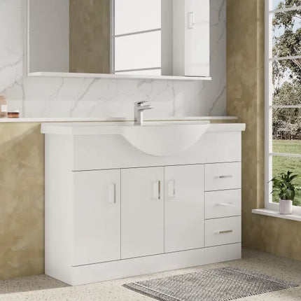 Nuie Mayford White Floor-Standing Vanity Unit with Round Basin | 450–1200mm