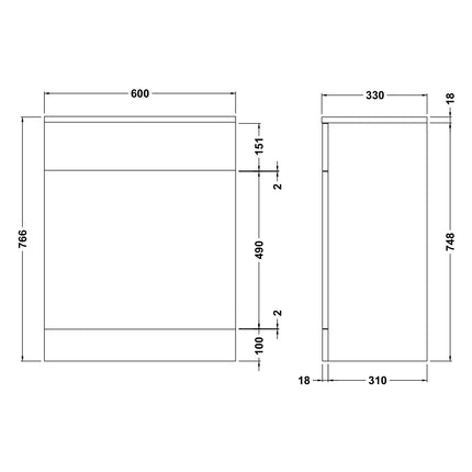Nuie Mayford Floor-Standing WC Unit | 500mm or 600mm | Slimline or Standard