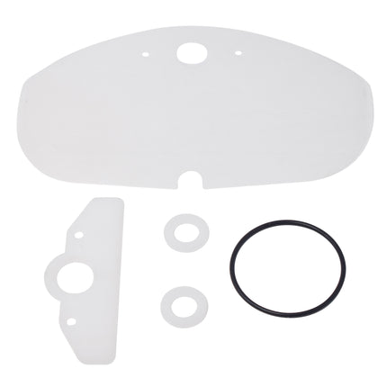plastic service components from a syphon on a white background