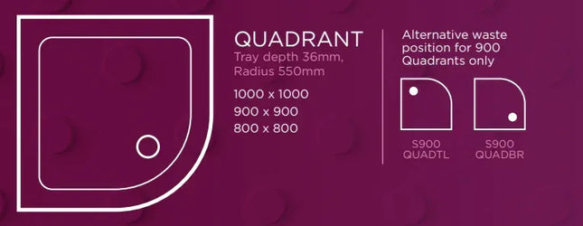 Senstec Quadrant Anti-Slip Shower Tray | Stone Resin | 800-1000mm
