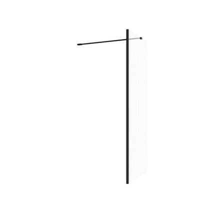 RefleXion Iconix Matt Black Wetroom Panel & Support Bar | 8mm Glass | 9 Sizes