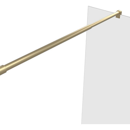 RefleXion Iconix Brushed Brass Wetroom Panel & Support Bar | 8mm Glass | 9 Sizes