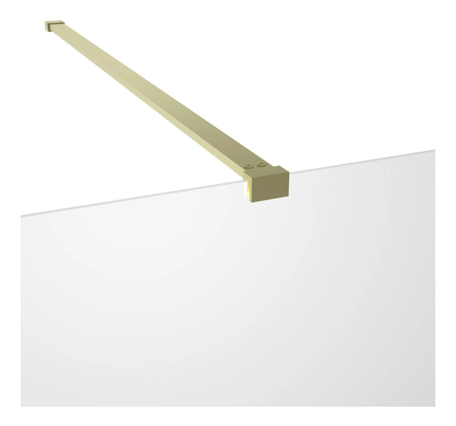 RefleXion Iconix Brushed Brass Wetroom Panel & Support Bar | 8mm Glass | 9 Sizes