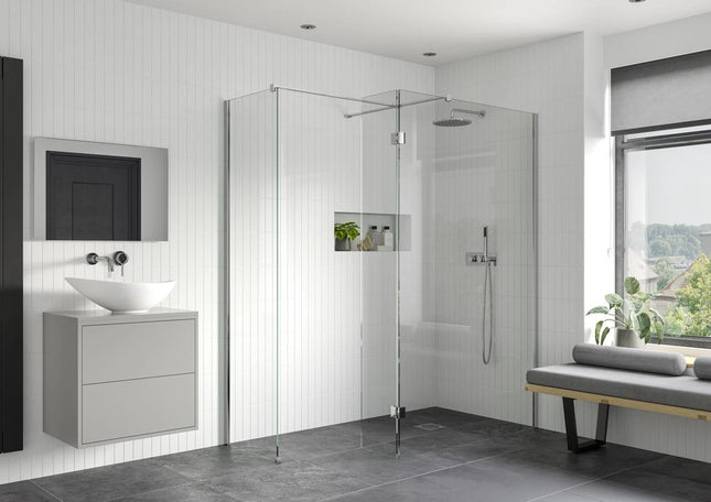 RefleXion Iconix Chrome Wetroom Side Panel & Arm | 8mm Glass | 5 Sizes