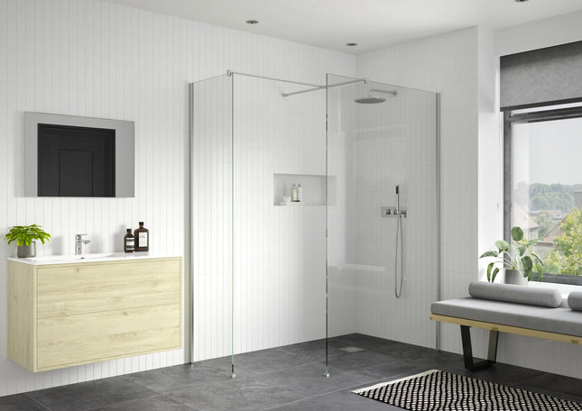 RefleXion Iconix Chrome Wetroom Side Panel & Arm | 8mm Glass | 5 Sizes