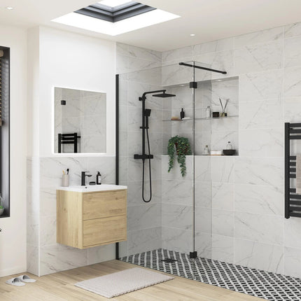 RefleXion Iconix 300mm Hinged Wetroom Splash Panel | 8mm Glass | 4 Finishes