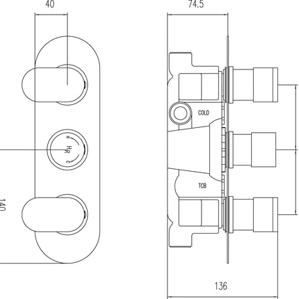 Hudson Reed REI3417 Triple Thermostatic Shower Valve | Chrome | 3 Outlets