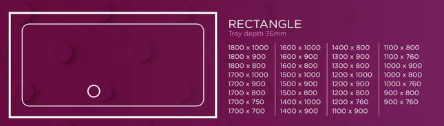 Senstec Rectangle Anti-Slip Shower Tray | Stone Resin | 900-1800mm
