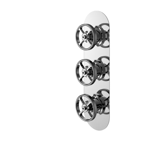 Nuie Revolution Chrome Concealed Triple Shower Valve with Diverter | 3 Outlets