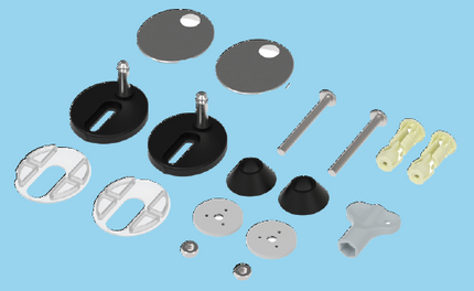 Euroshowers SP18 Replacement Fixings & Pins | Top & Bottom Fix | Slim Duroplast Seats