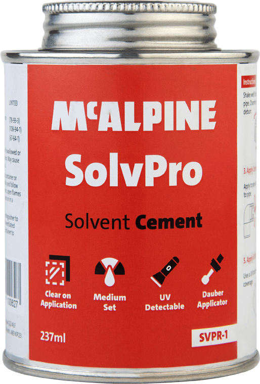 McAlpine SolvPro Solvent Cement with Dauber Applicator | WRAS Approved | UV Detectable | Low VOC
