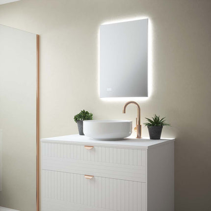 Ambient Glow Backlit LED Mirror 700x500mm | Tunable White, Dimmer & Demister