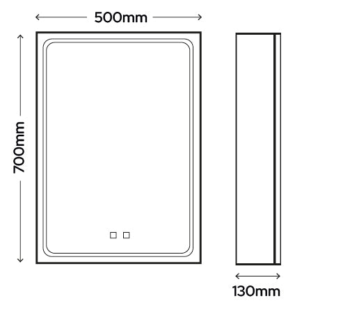 Sycamore Illuminate Pro LED Mirror Cabinet | 500×700mm | Tunable White | Demister | Shaver Socket