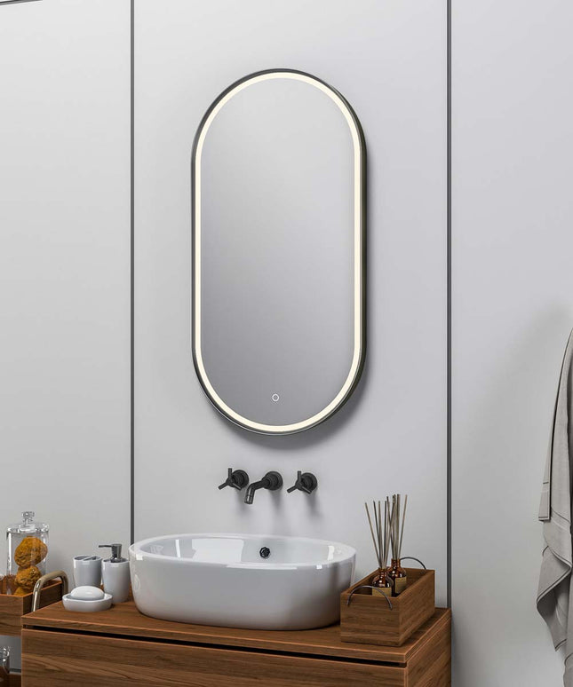 Paris Tunable LED Mirror | 400x800mm | Black Frame | Demister & Touch Dimmer | IP44