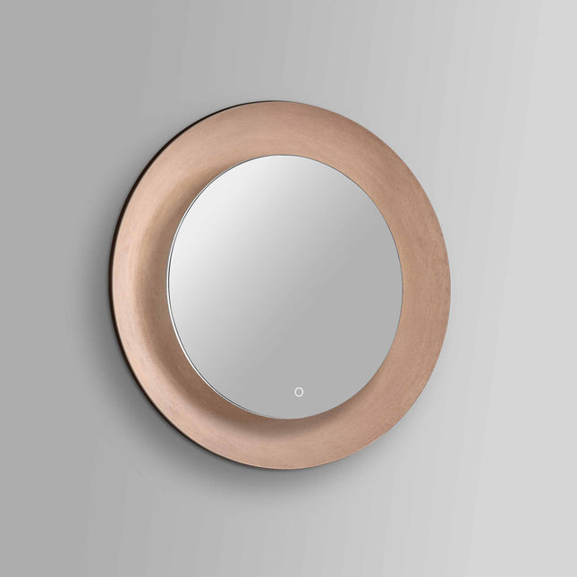 Celestia Tunable LED Mirror 650mm Round | Rose Gold Concave Frame | Back-Lit