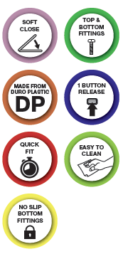 Euroshowers Middle D Slim Soft Close Toilet Seat | White Duroplast | 449mm | SKU 87710
