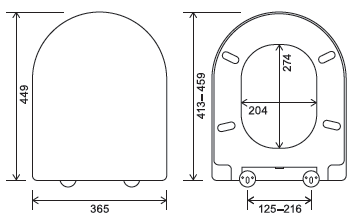 Euroshowers Middle D Style Soft Close Toilet Seat | White Duroplast | SKU 87810