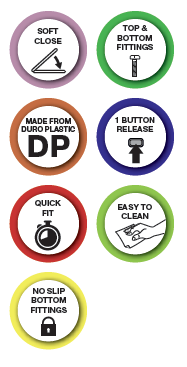 Euroshowers Middle D Style Soft Close Toilet Seat | White Duroplast | SKU 87810