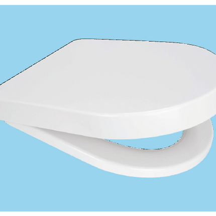 Euroshowers Short D Soft Close Toilet Seat | White Duroplast | 424mm | SKU 88210