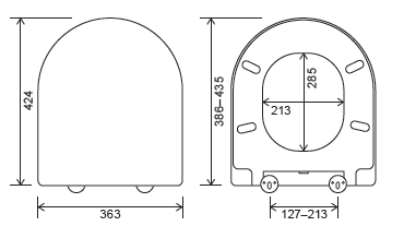Euroshowers Short D Soft Close Toilet Seat | White Duroplast | 424mm | SKU 88210