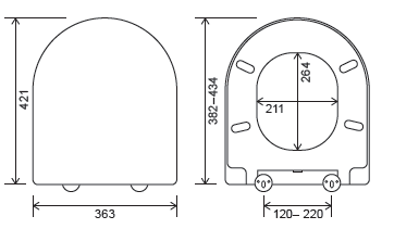 Euroshowers Short D Slim Soft Close Toilet Seat | White Duroplast | 421mm | SKU 87510