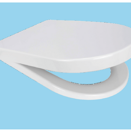 Euroshowers Long D Soft Close Toilet Seat | White Duroplast | 466mm | SKU 88310