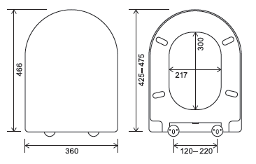 Euroshowers Long D Soft Close Toilet Seat | White Duroplast | 466mm | SKU 88310