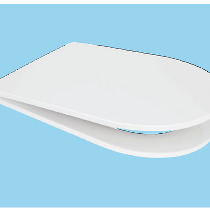 Euroshowers Long D Slim Soft Close Toilet Seat | White Duroplast | 463mm | SKU 87610