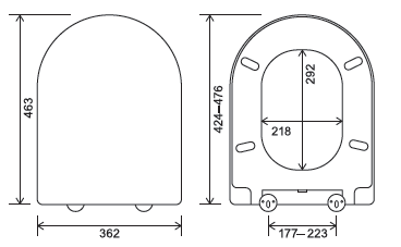 Euroshowers Long D Slim Soft Close Toilet Seat | White Duroplast | 463mm | SKU 87610
