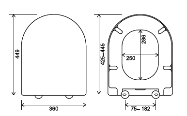 Euroshowers D-Shape Soft Close Toilet Seat | Polypropylene | White | SKU 87390