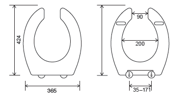 Euroshowers Commercial Open Front Toilet Seat | Standard Shape | Bottom Fix | White | SKU 89210