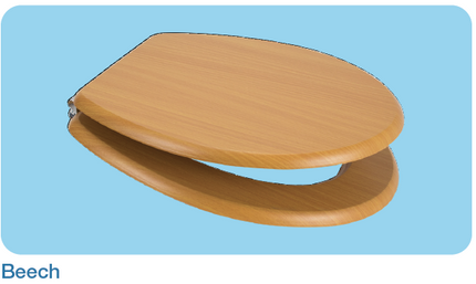 Euroshowers MDF Wood Effect Toilet Seat | 10 Wood Finishes | Top & Bottom Fix | 445mm