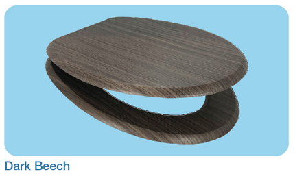 Euroshowers MDF Wood Effect Toilet Seat | 10 Wood Finishes | Top & Bottom Fix | 445mm
