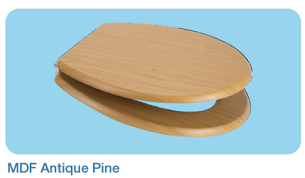 Euroshowers MDF Wood Effect Toilet Seat | 10 Wood Finishes | Top & Bottom Fix | 445mm