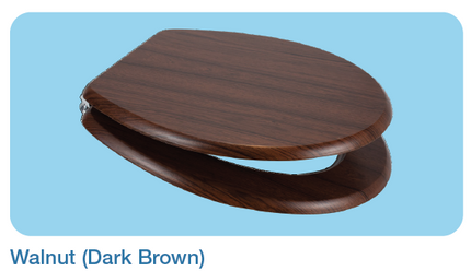 Euroshowers MDF Wood Effect Toilet Seat | 10 Wood Finishes | Top & Bottom Fix | 445mm