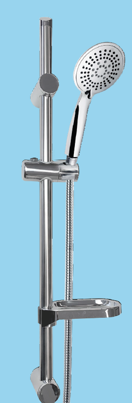 Euroshowers SilverJet 3-Spray Shower Slide Rail Set | 740mm Rail | Chrome or Black | Soap Dish | SKU 53820