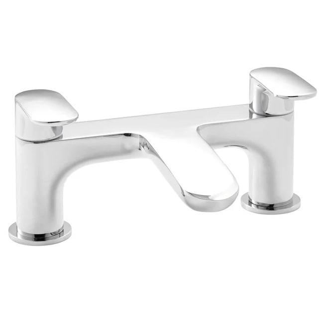 Chrome bath filler tap on a white background