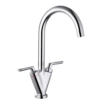 Trisen Starn Two Handle Kitchen Sink Mixer Tap - Chrome & Brushed Nickel