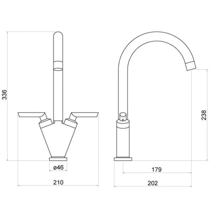 Trisen Starn Two Handle Kitchen Sink Mixer Tap - Chrome & Brushed Nickel